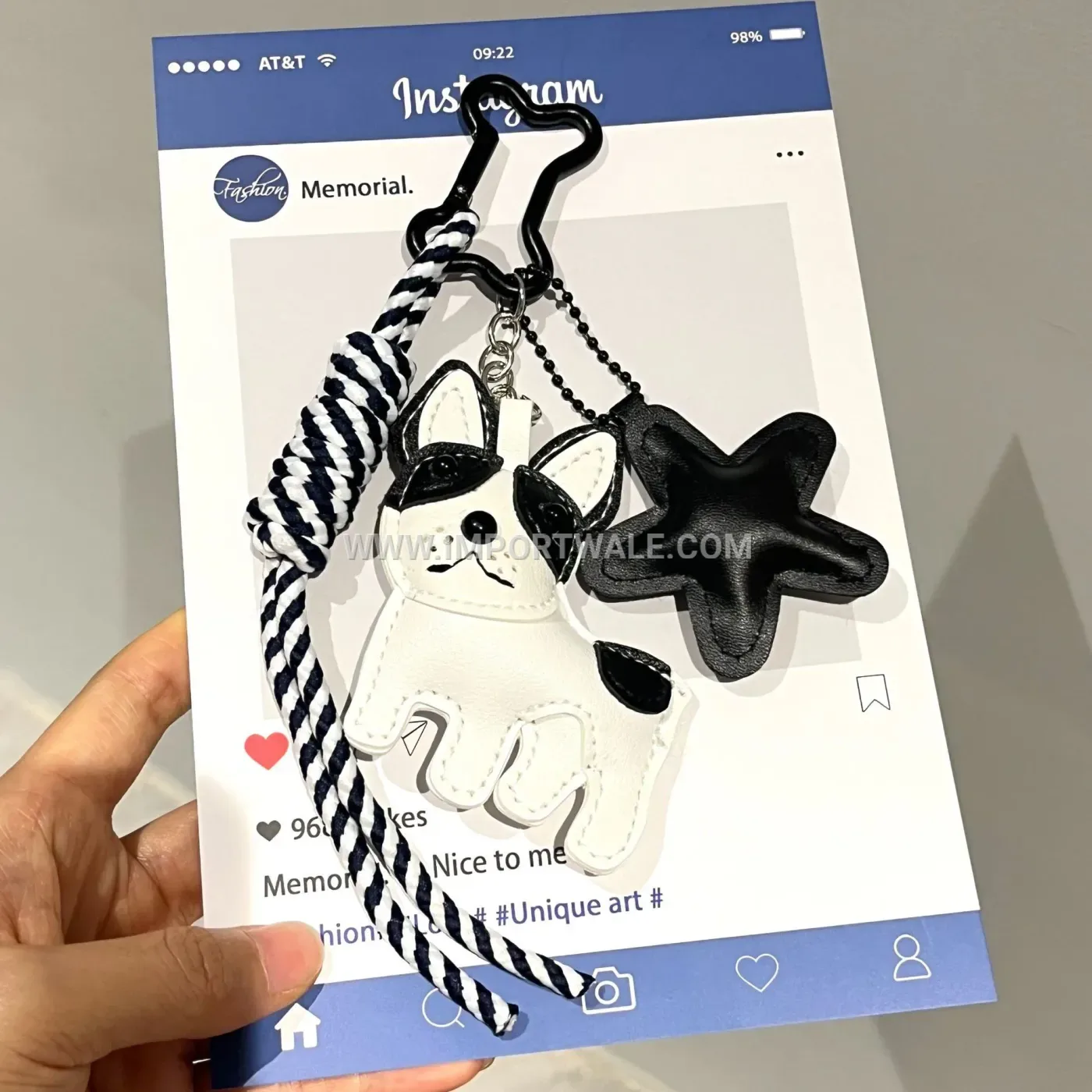 Handcrafted Leatherette Puppy Creative Key chains with Star and Woven Rope