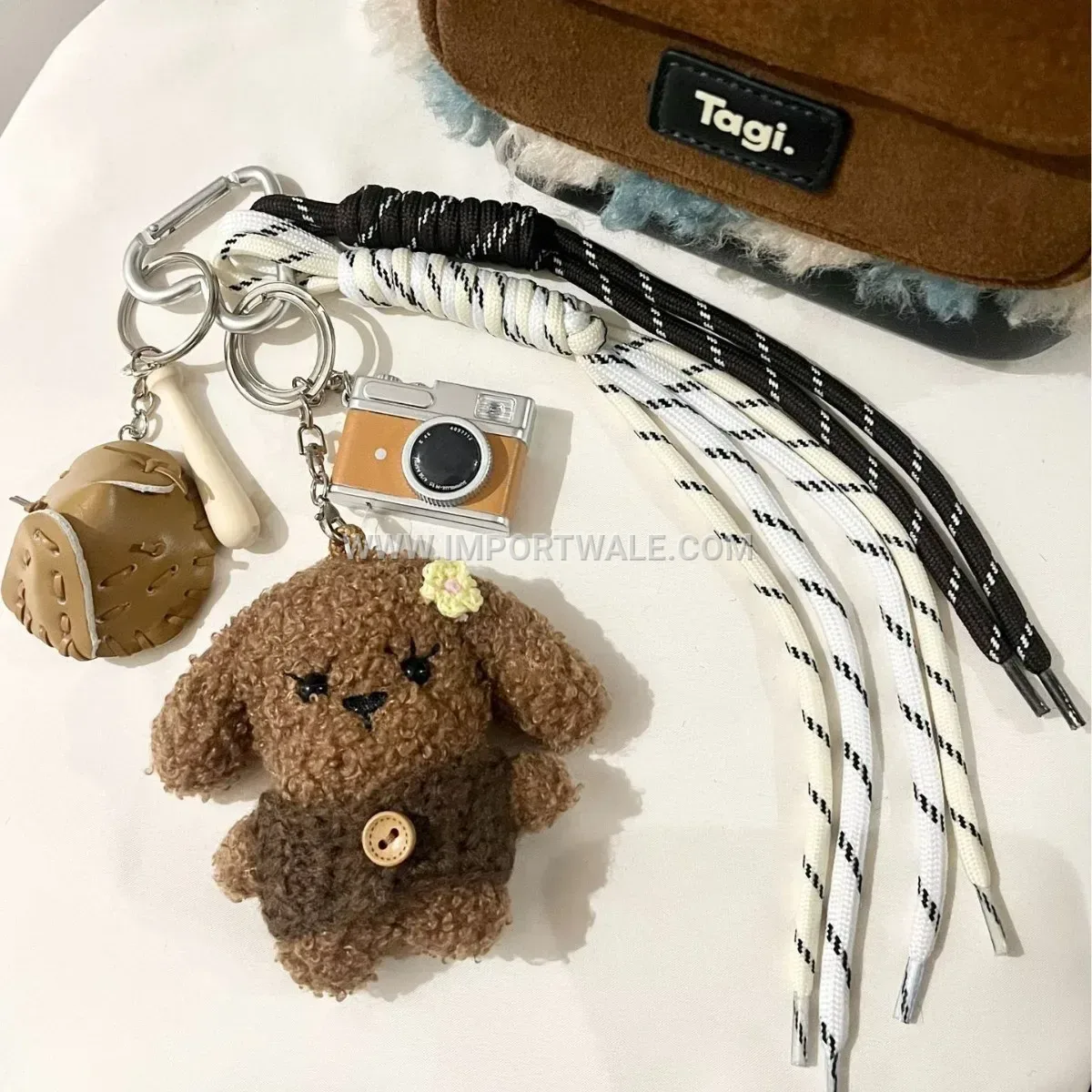 Retro Plush Teddy Dog Bag Creative Key chains Keychain
