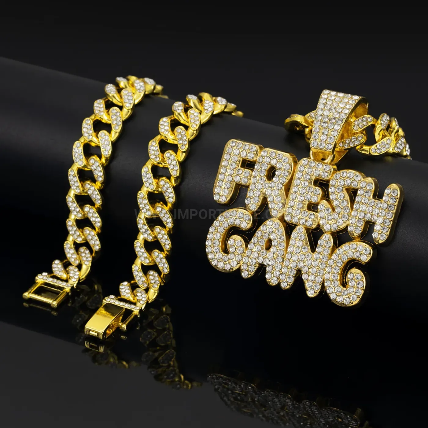 Trendy Iced Out Letter Pendant Cuban Chain Hip Hop Necklace