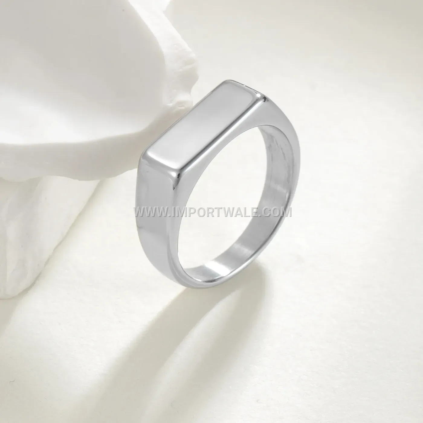 Polished Rectangular Signet Stainless Steel Ring