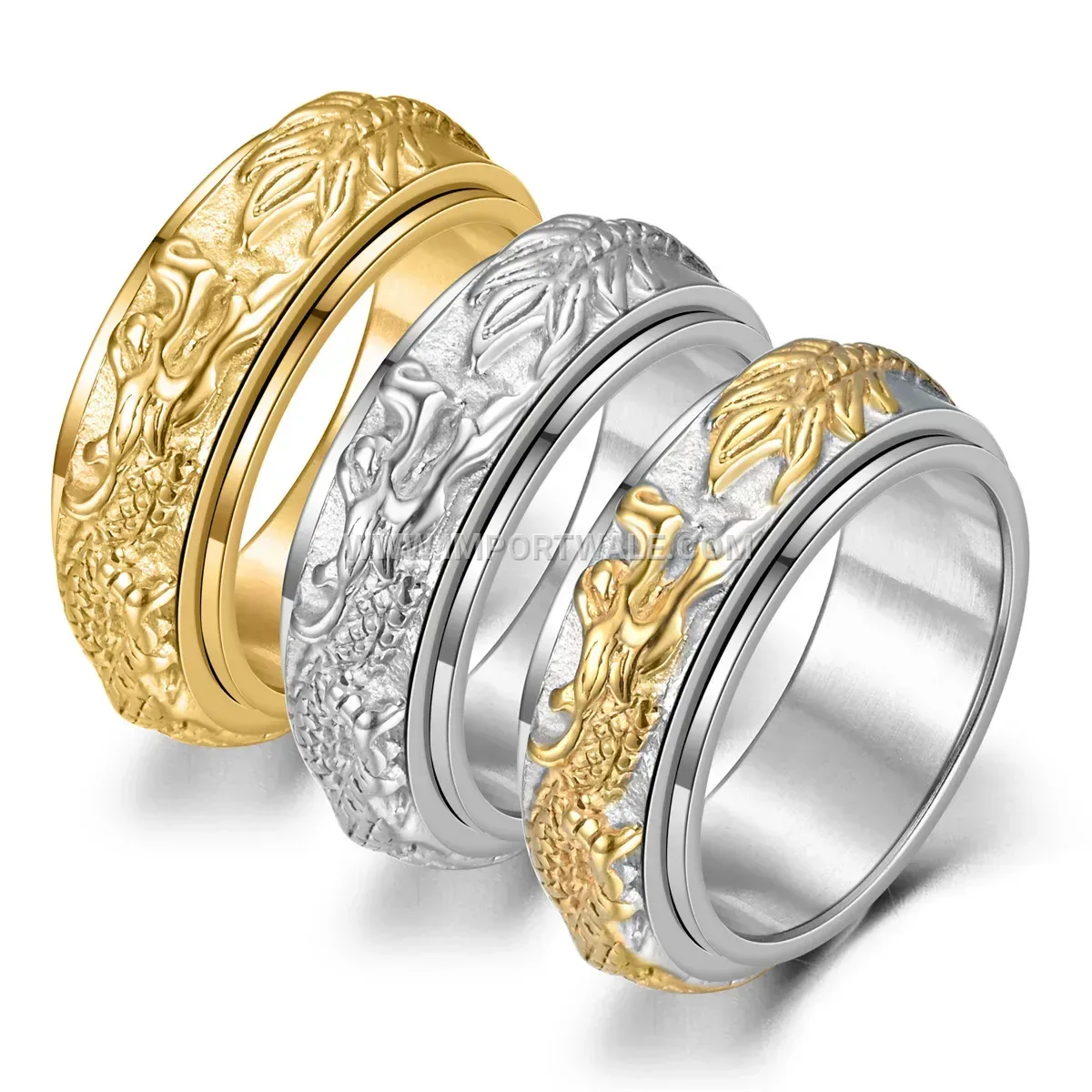 Spinning Chinese Dragon Stainless Steel Ring
