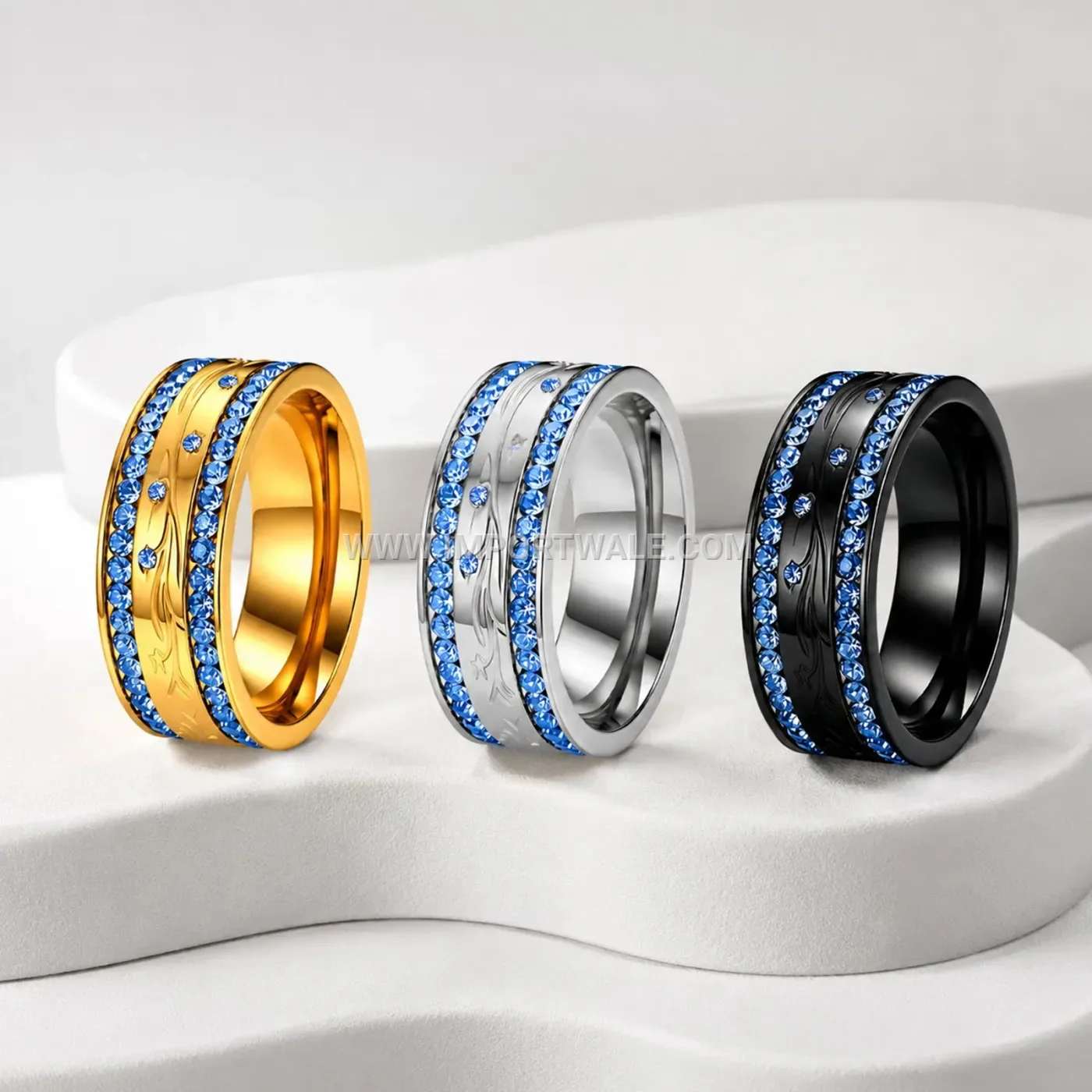 Constellation Zircon Stainless Steel Band Ring in 18K Gold Plating