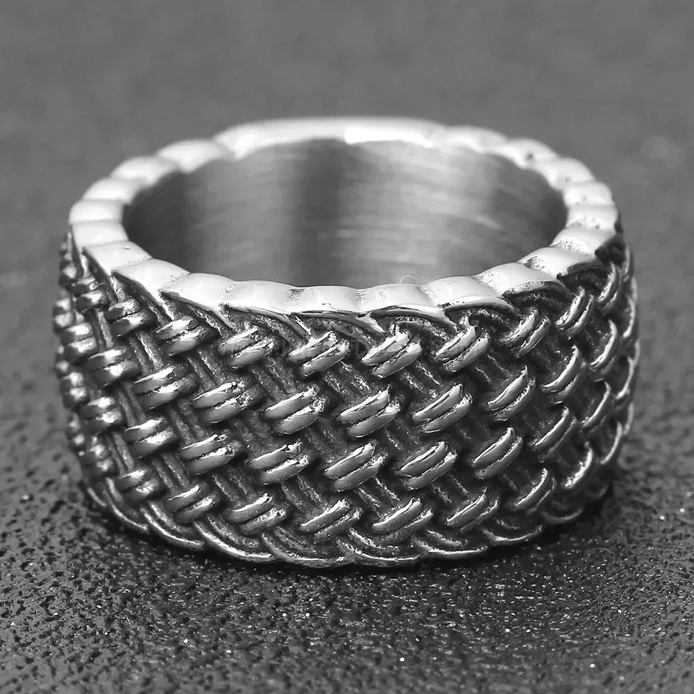 Designer Woven Intertwined Band Ring in Stainless Steel