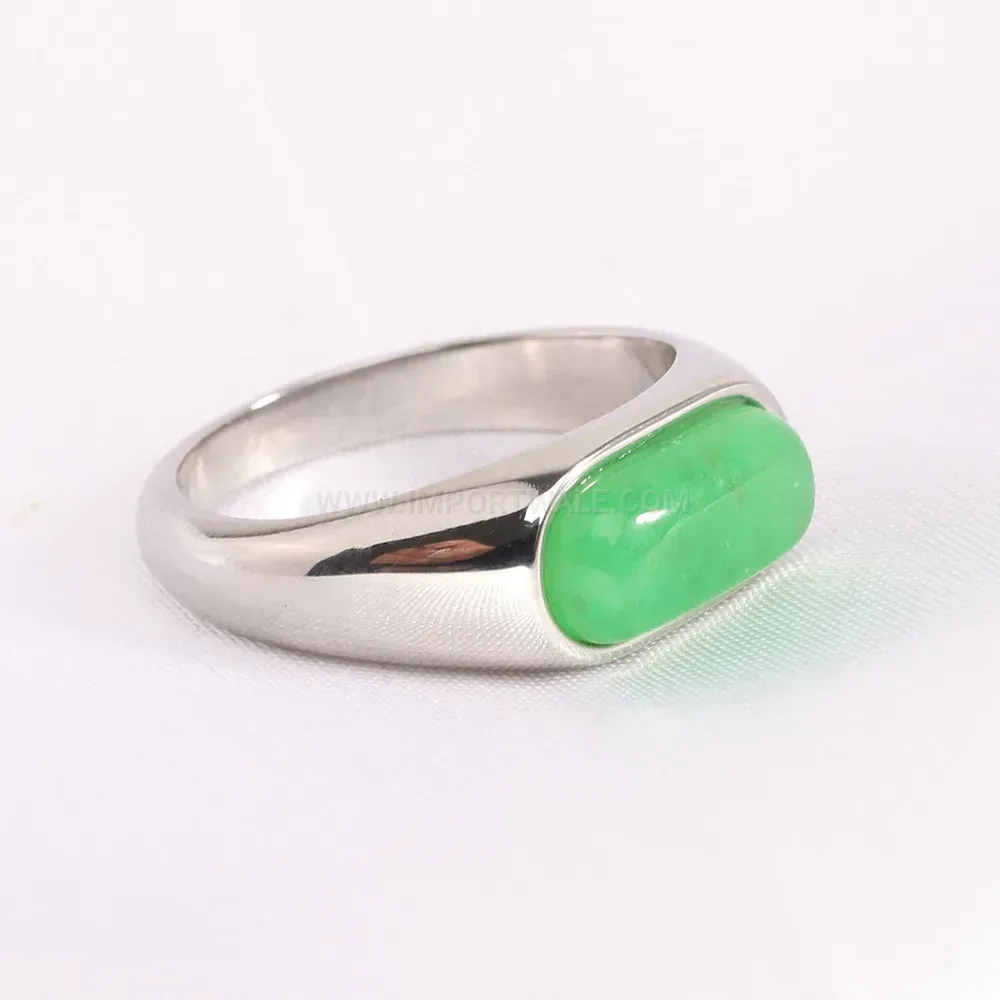 Chic Stone Inlaid Slim 304 Stainless Steel Band Ring