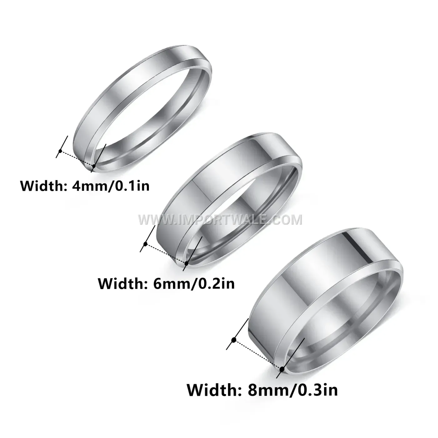 Dual Beveled Edge Stainless Steel Band Ring Set