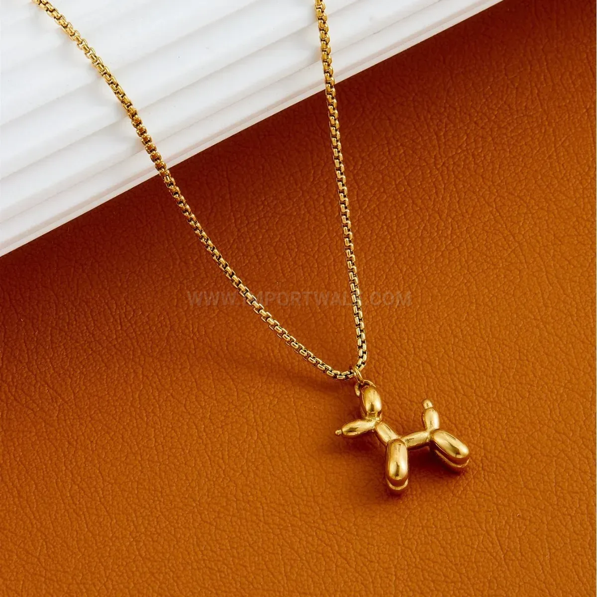 Chic Retro Titanium Steel Balloon Dog Geometric Pendant Necklace