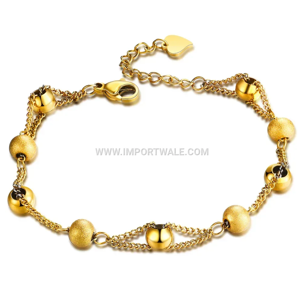 Frosted Stainless Steel Bead Adjustable Minimalist Bracelet