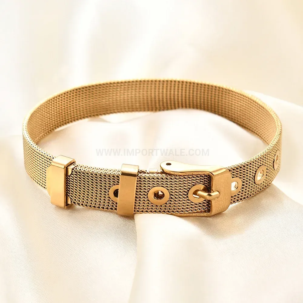 Sleek Stainless Steel Mesh Watchband Style Bracelet