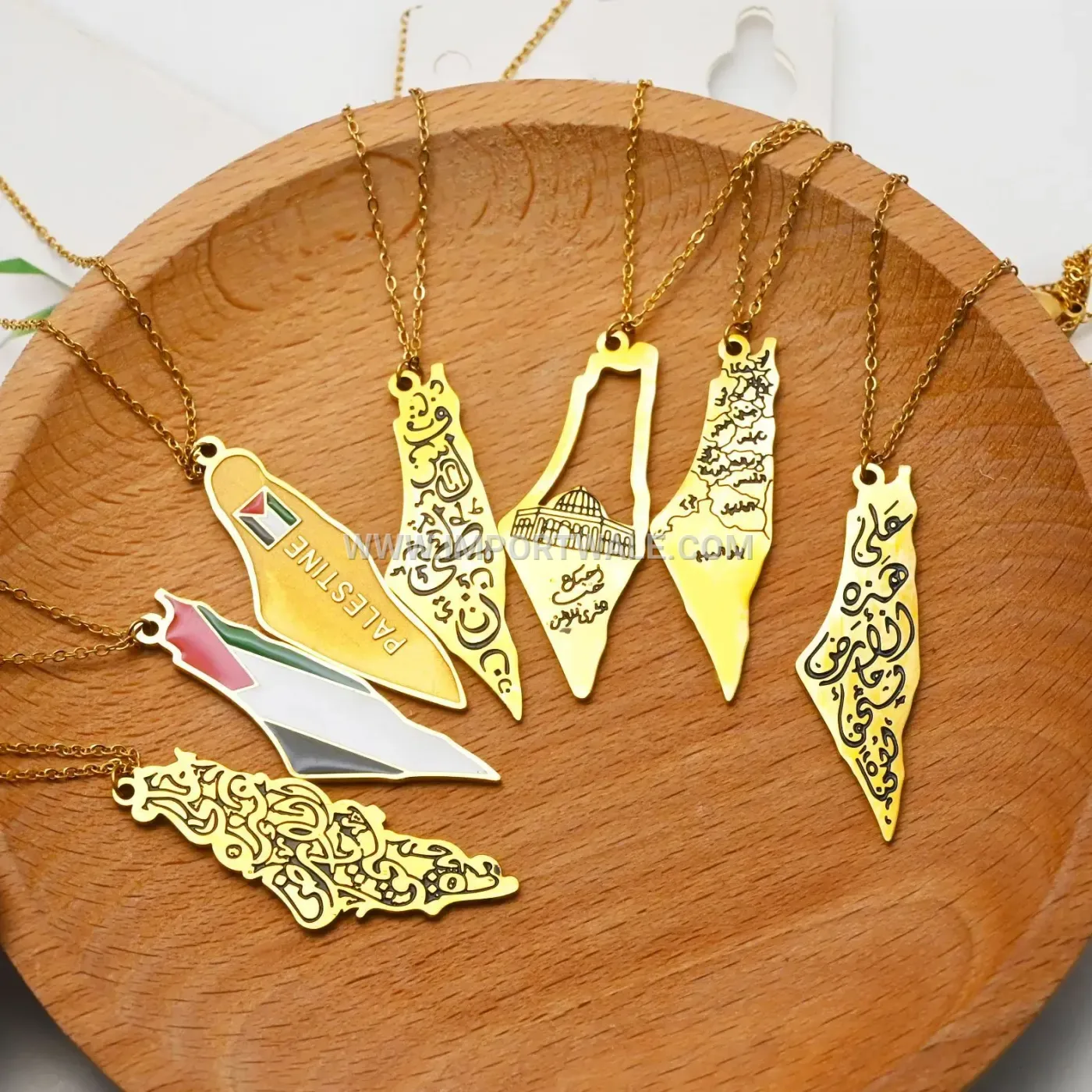 Stainless Steel Palestine Jordan Map Arabic Pendant Necklace