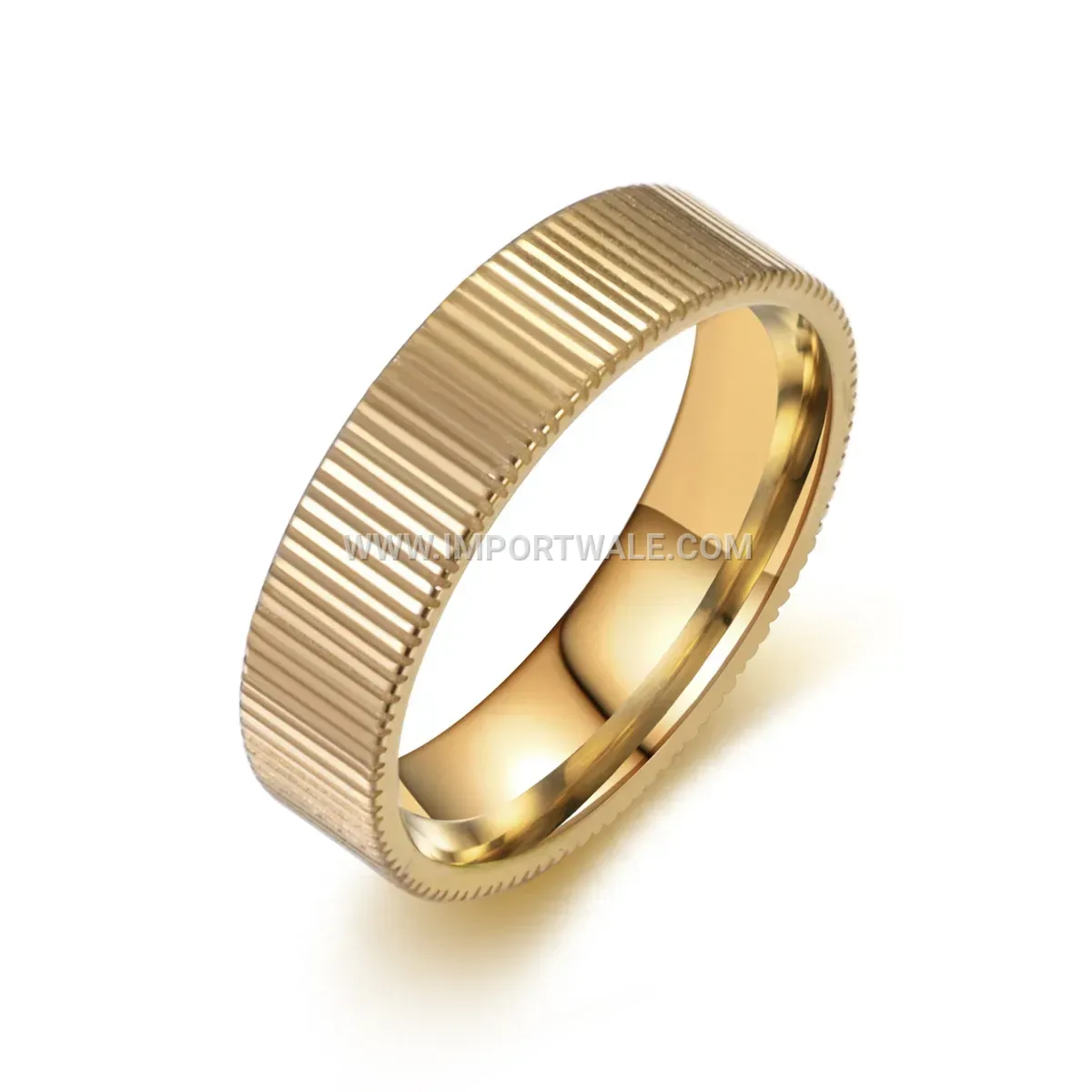 Textured Stainless Steel Stepped Contour Band Ring