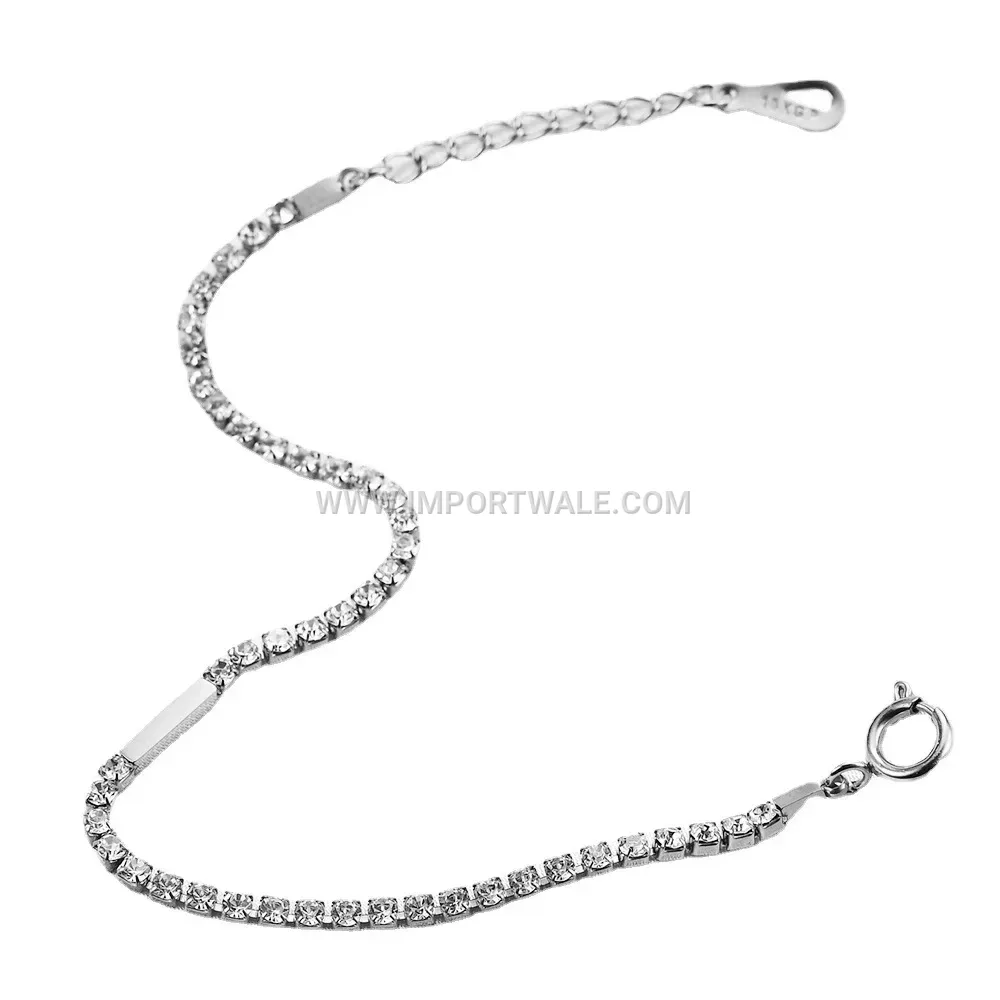 Minimalist Stainless Steel Bar Bracelet Accentuated with Cubic Zirconia