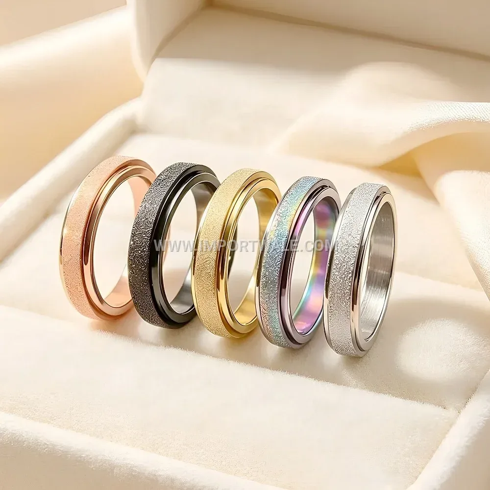 Frosted Rotating Stainless Steel Band Ring