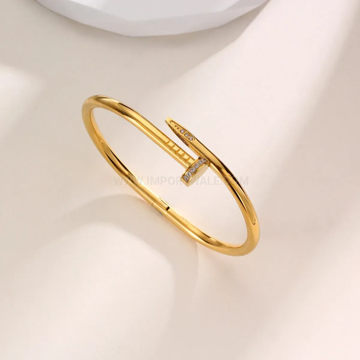 Classic Rhinestone Open Adjustable Titanium Steel Nail Bangle