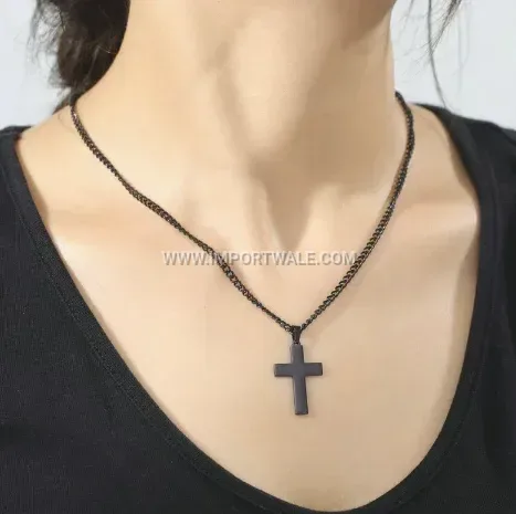 Minimalist Stainless Steel Christian Cross Pendant Link Chain Necklace