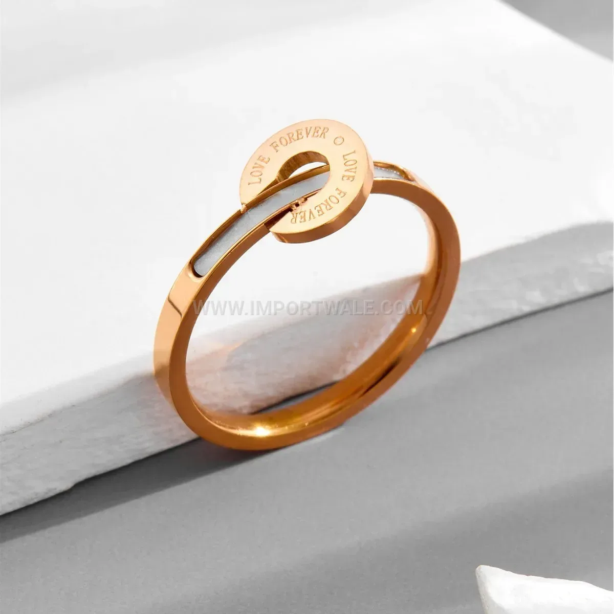 Rose Gold Titanium Steel Shell Disc Ring