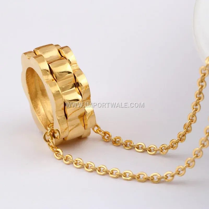 Gold Plated Stainless Steel Gear Pendant Clavicle Necklace