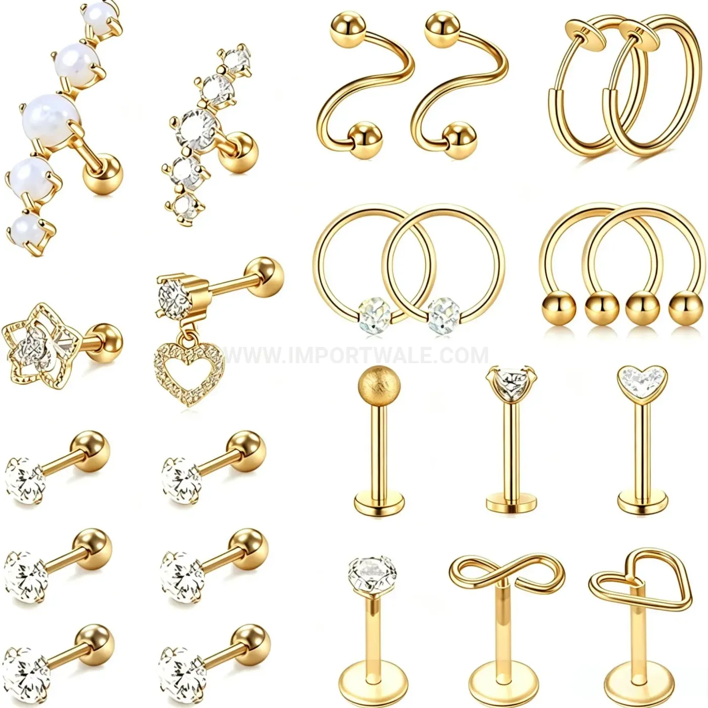 Bold Versatile Stainless Steel Cartilage Stud and Lip Ring Piercing Set