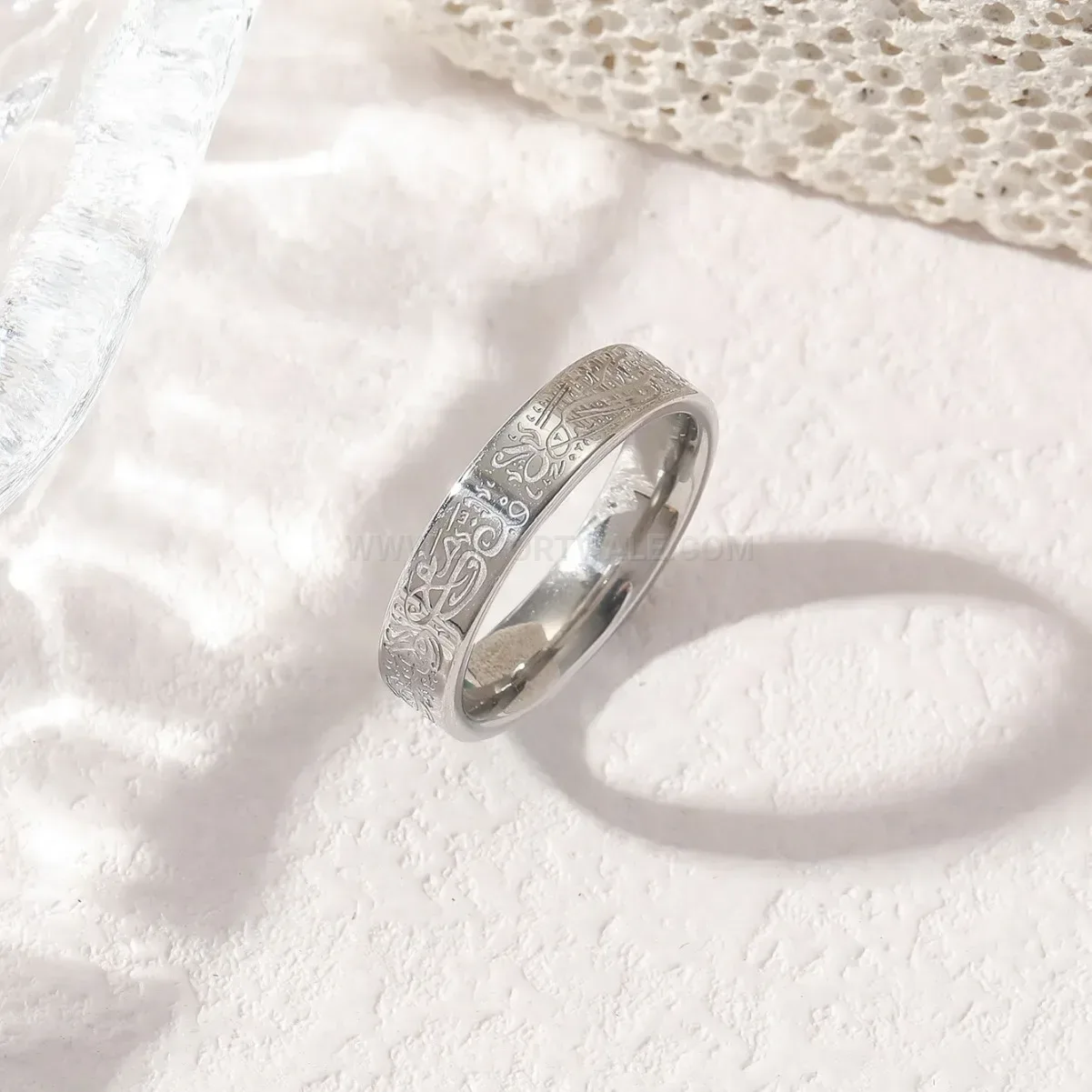 Waterproof Stainless Steel Islamic Ayatul Kursi Band Ring