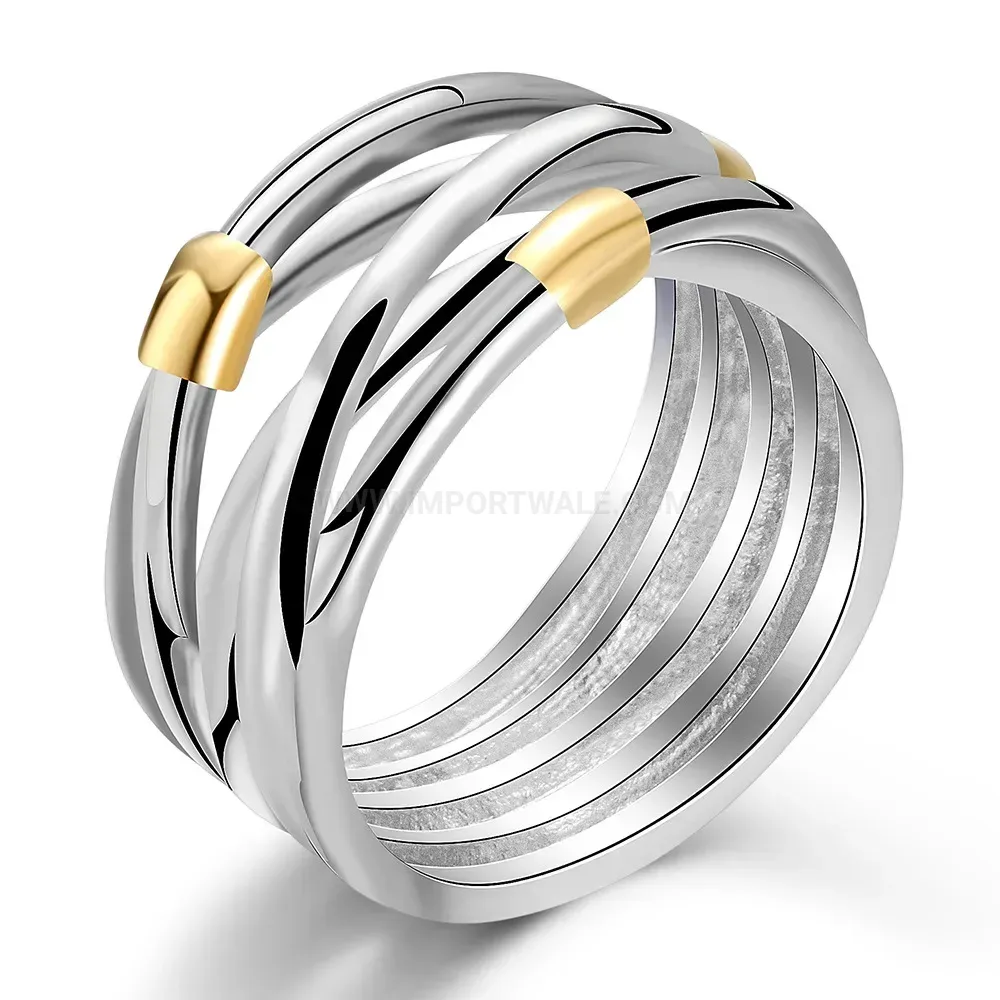Bold Minimalist Geometric Stainless Steel Line Band Ring