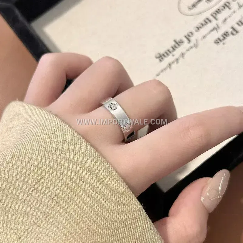 Stainless Steel Four Leaf Clover Triple Accent Ring