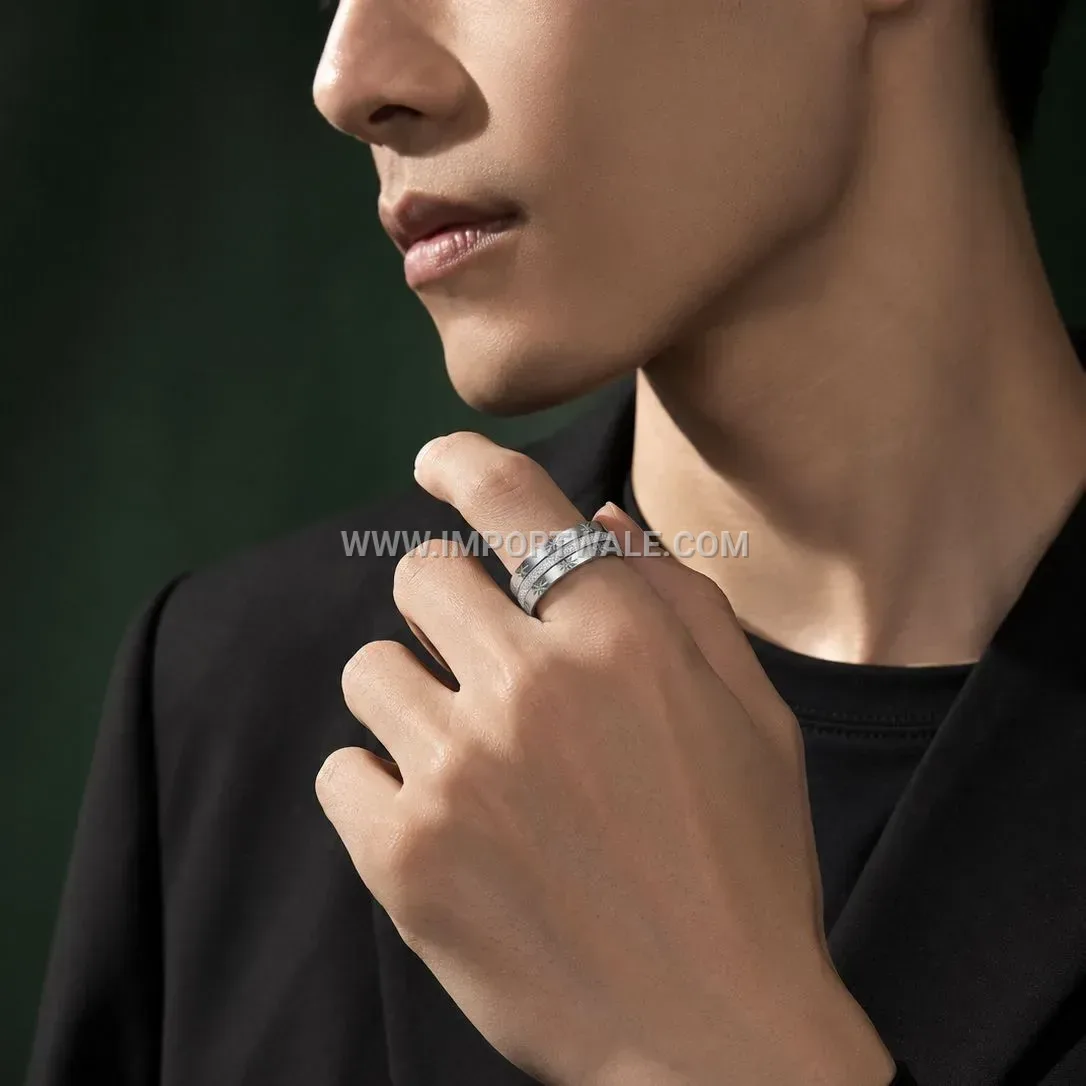 Frosted Sandblast Titanium Steel Spinner Band Ring