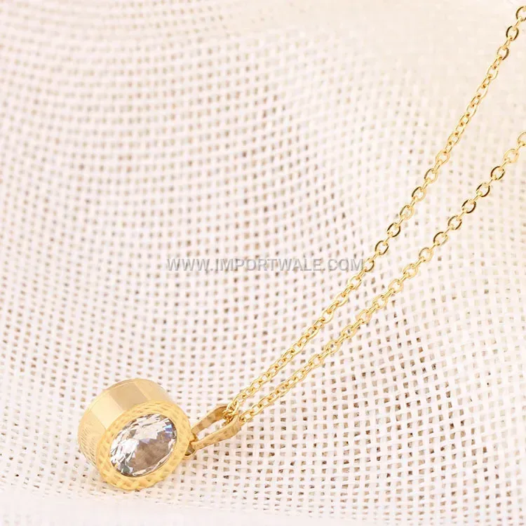 Minimalist Stainless Steel Interchangeable Crystal Pendant Necklace