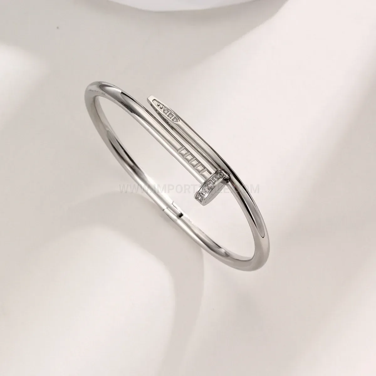 Classic Rhinestone Open Adjustable Titanium Steel Nail Bangle