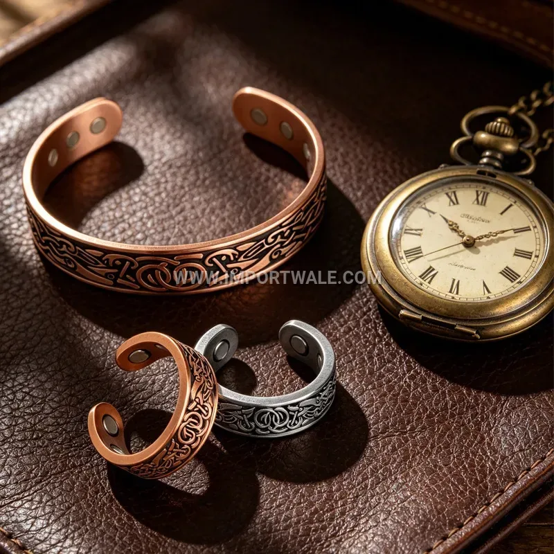 Engraved Celtic Dragon Pattern Pure Copper Magnetic Ring