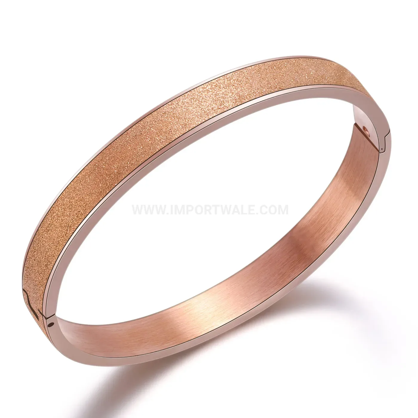 Designer Frosted Finish Stainless Steel Hinged Bangle Bracelet
