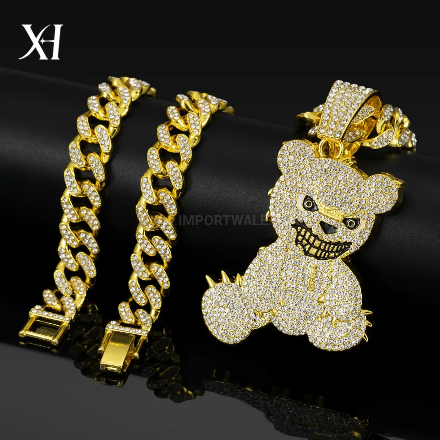 Grinning Panda Alloy Hip Hop Pendant Cuban Necklace