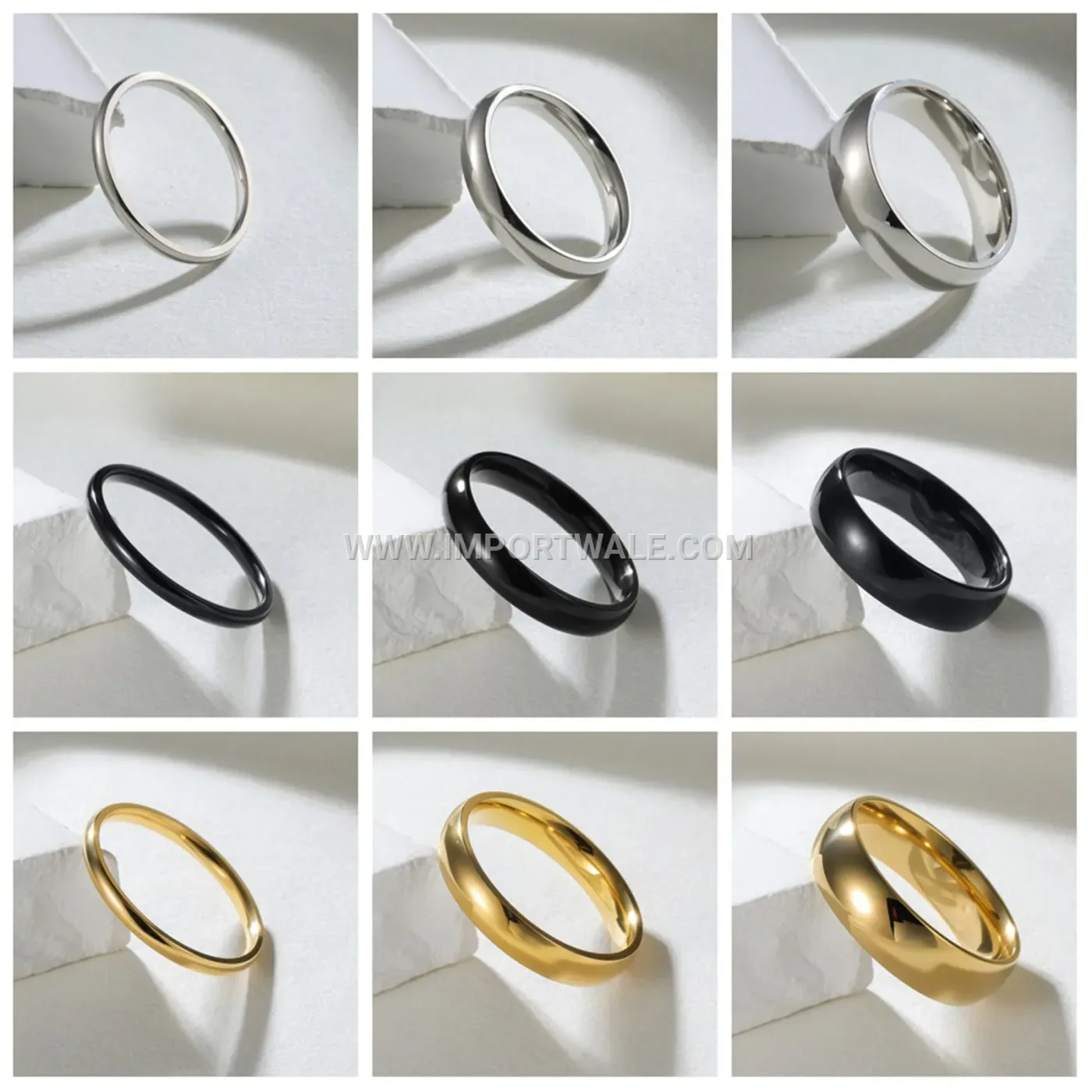 Minimalist Curved Smooth Stainless Steel Band Ring