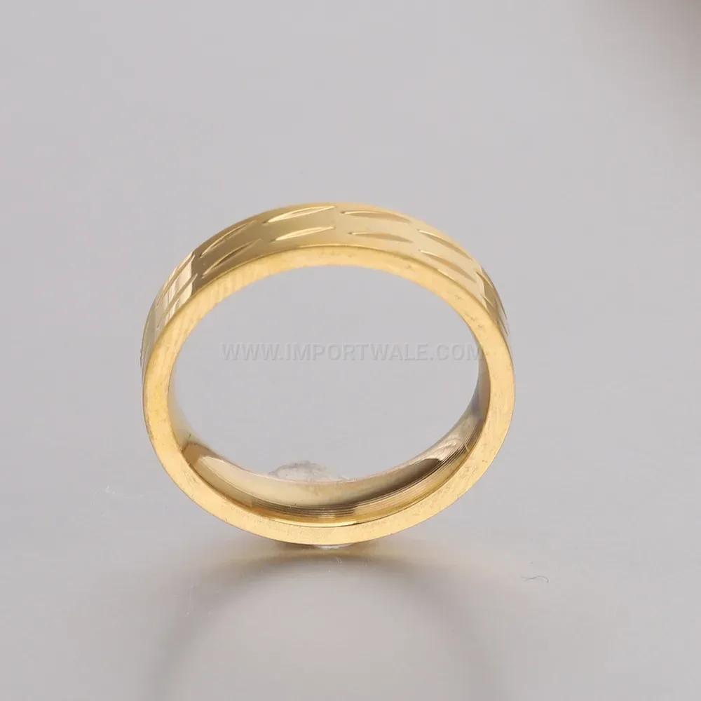 Stylish Wave Textured 18K Gold Plated Stainless Steel Ring