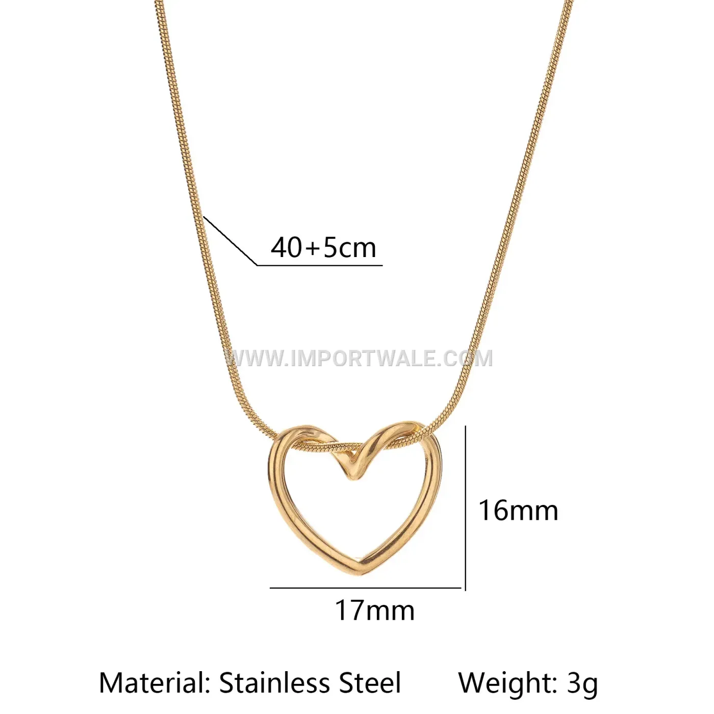 Heart Pendant Natural Stone Stainless Steel Link Chain Necklace