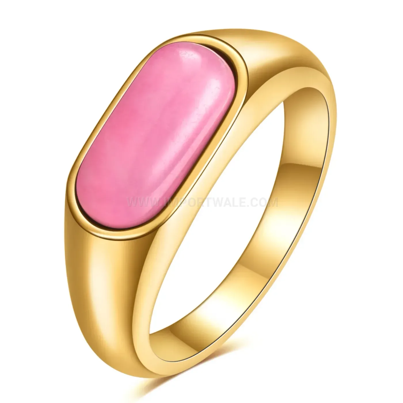 Premium Vintage Style Stainless Steel Natural Gemstone Inlaid Statement Ring