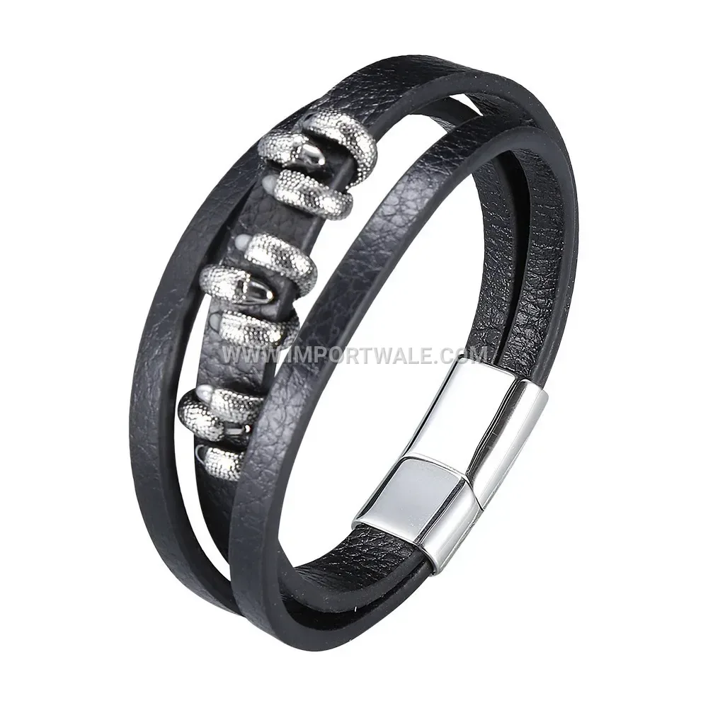 Dragon Claw Stainless Steel Leather Cord Men Bracelet