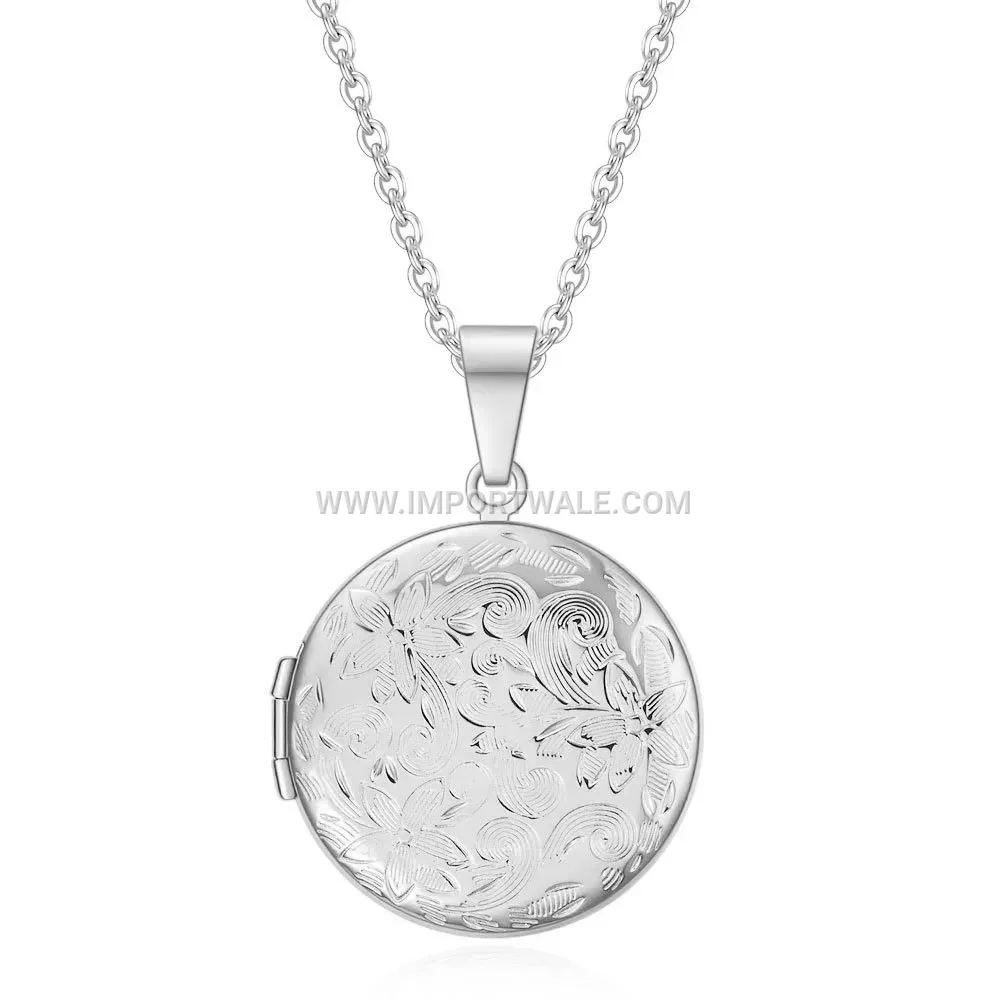 Customizable Openable Heart and Round Locket Pendant Necklace