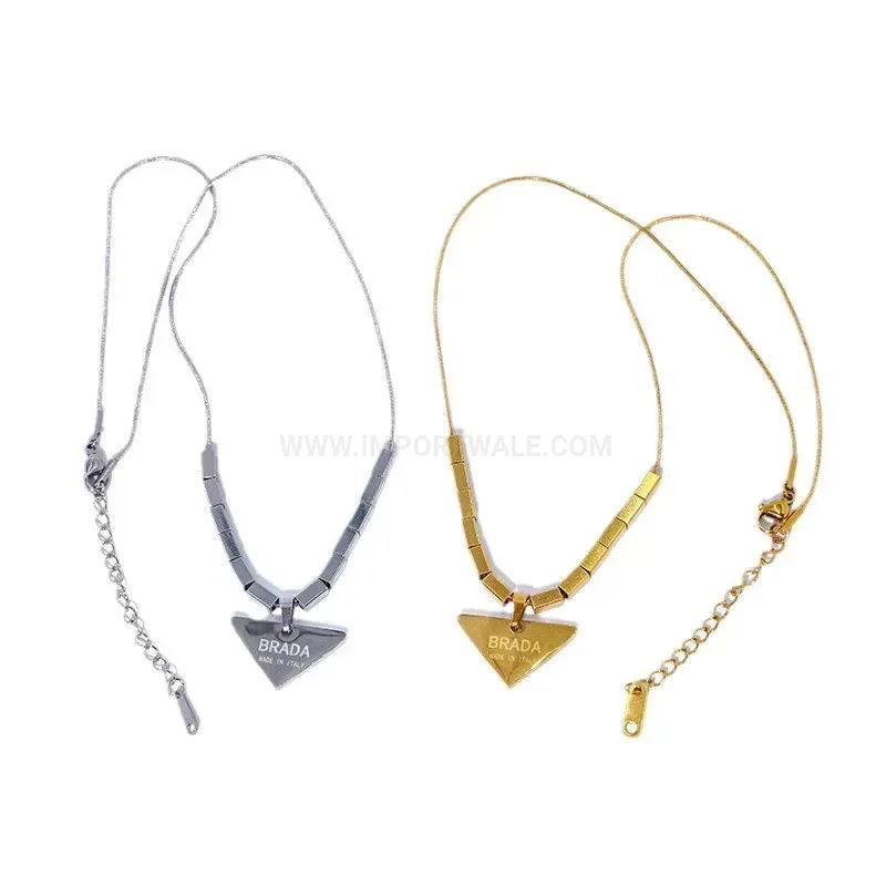 Stylish Geometric Triangle Pendant Titanium Steel Chain Necklace for Women