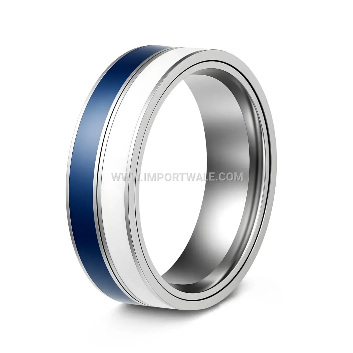 Two-Tone Geometric Spinning Stainless Steel Band Ring