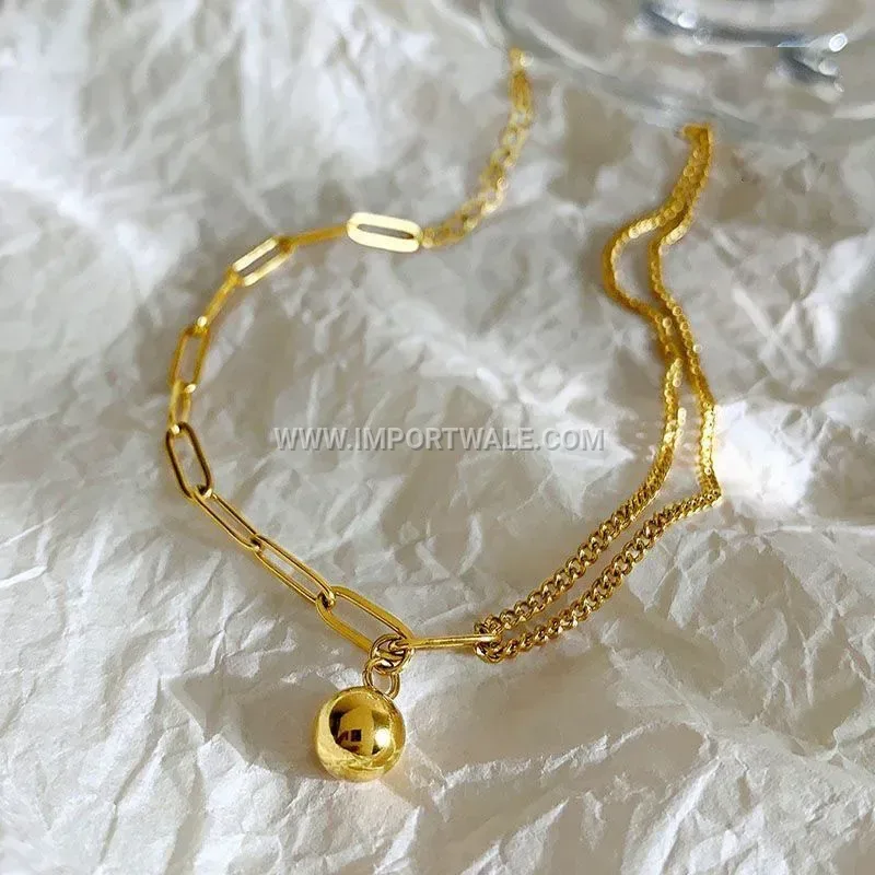 18K Gold Plated Mini Bead Anti Tarnish Stainless Steel Anklet