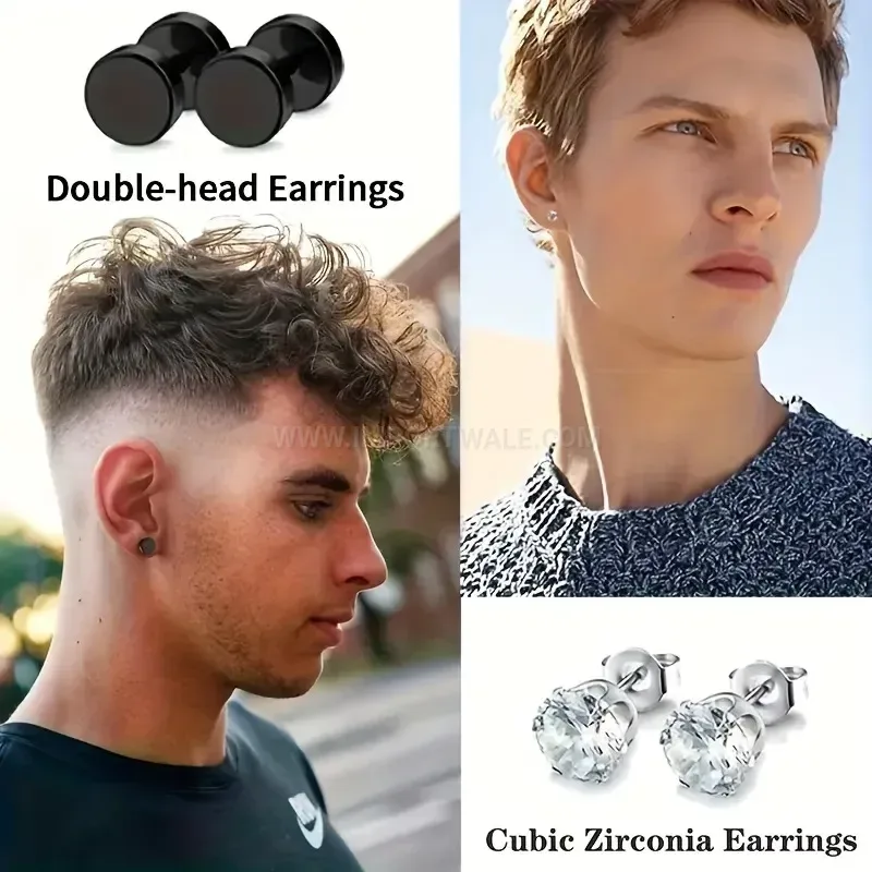 Classic Geometric Square Stainless Steel Piercing Ear Stud Set