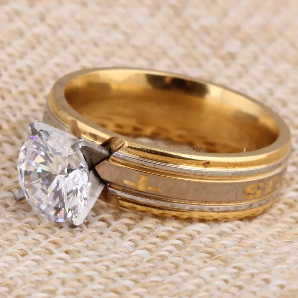 Premium Teardrop Cubic Zirconia 18K Gold Plated Stainless Steel Ring