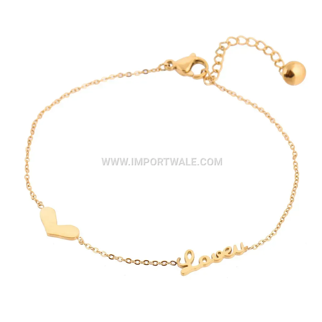 Stainless Steel Heart and Love Letter Charm Bracelet