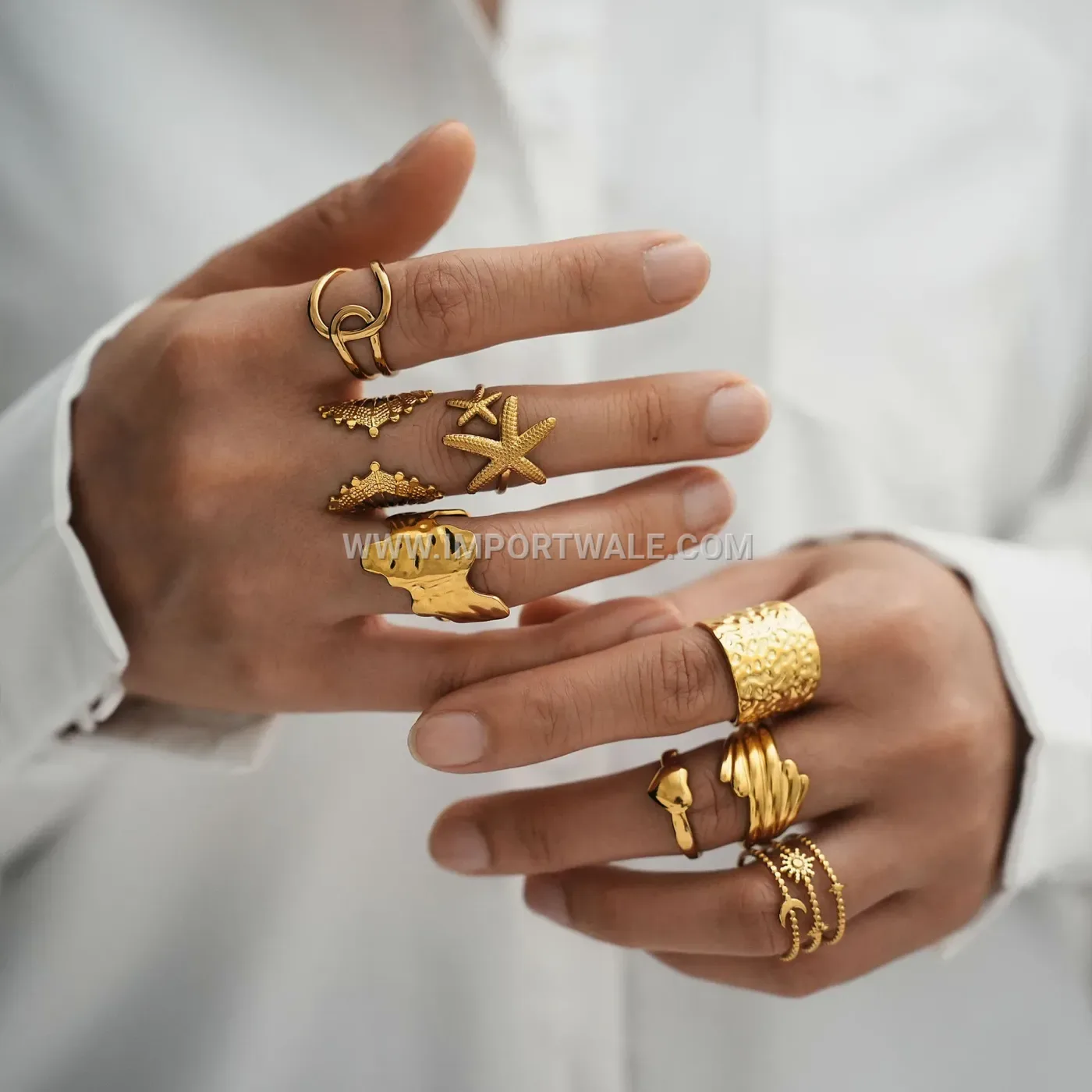Gold Plated Stainless Steel Open Motif Ring