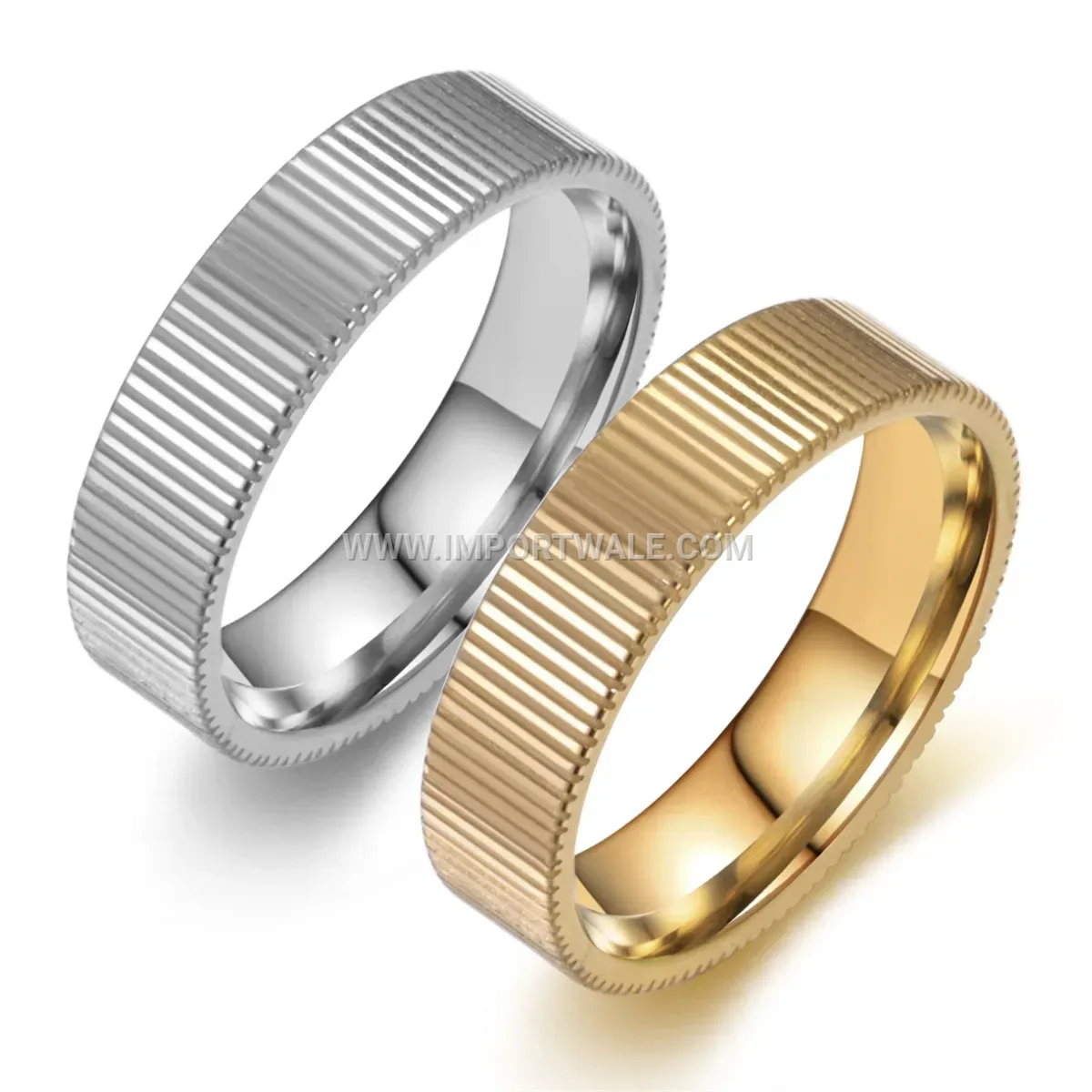 Textured Stainless Steel Stepped Contour Band Ring