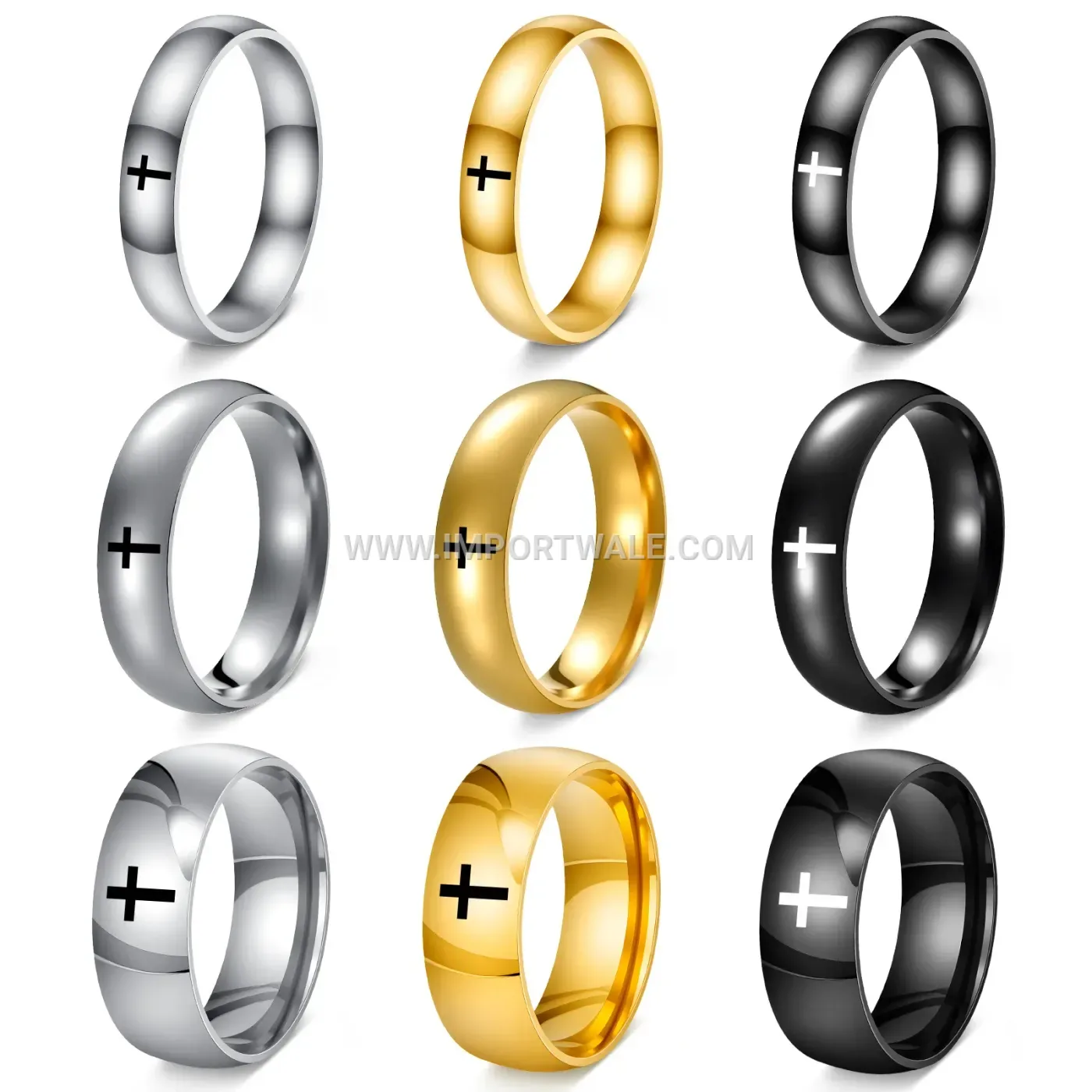 Minimalist Smooth Stainless Steel Christian Cross Ring
