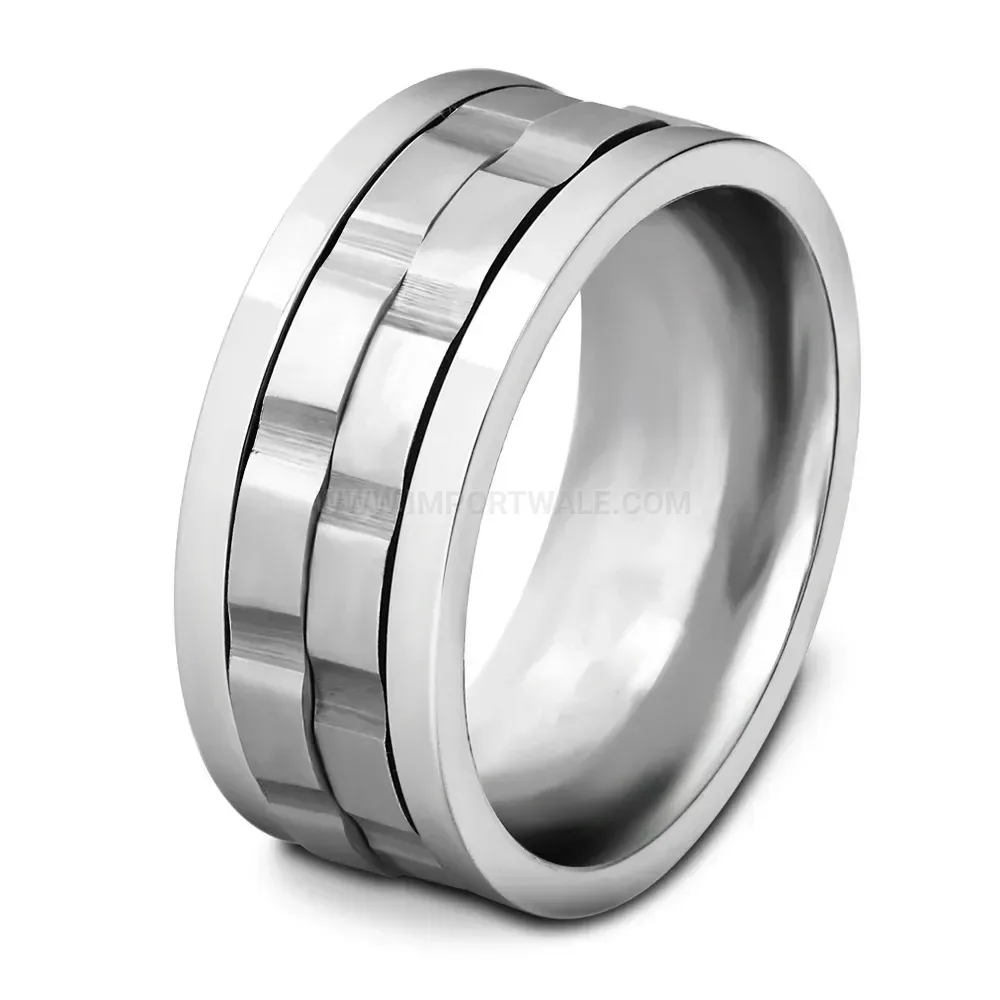 Trendy Rotatable Stainless Steel Gear Band Ring for Modern Style