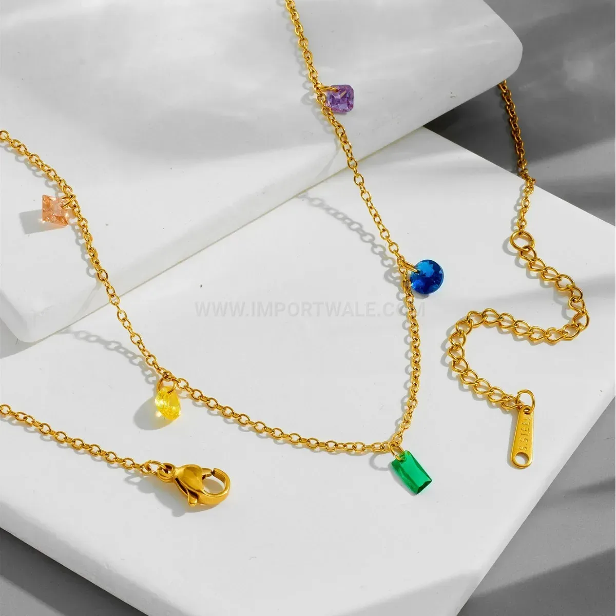 Modern Multicolor Cubic Zirconia Titanium Steel Gold Jewelry Set