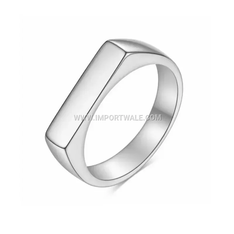 Sleek Stainless Steel Square Profile Band Ring