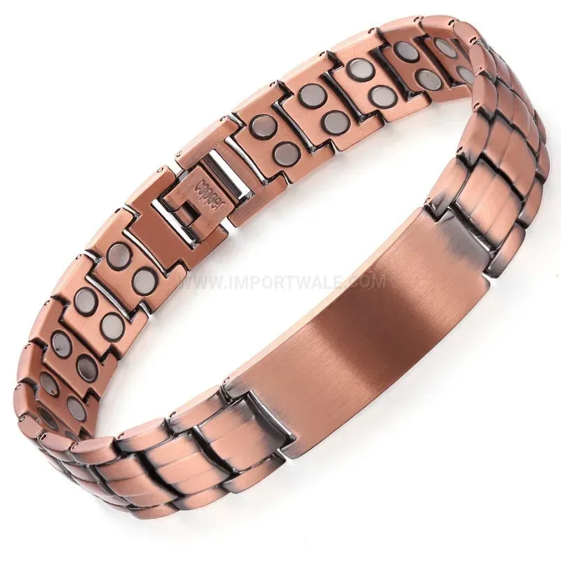 Stylish Vintage Red Copper Triple Row Bio Magnetic Energy Therapy Bracelet