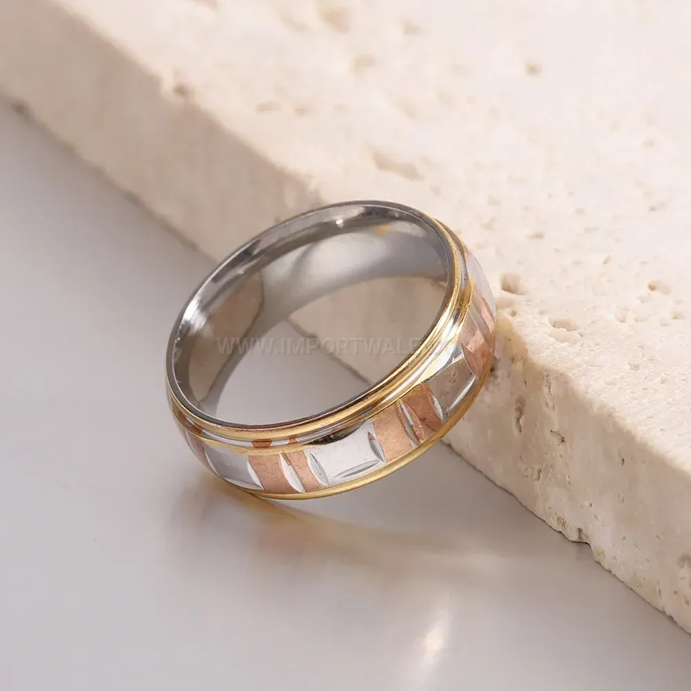 Chic Two-Tone Two-Piece Minimalist Stainless Steel Band Ring